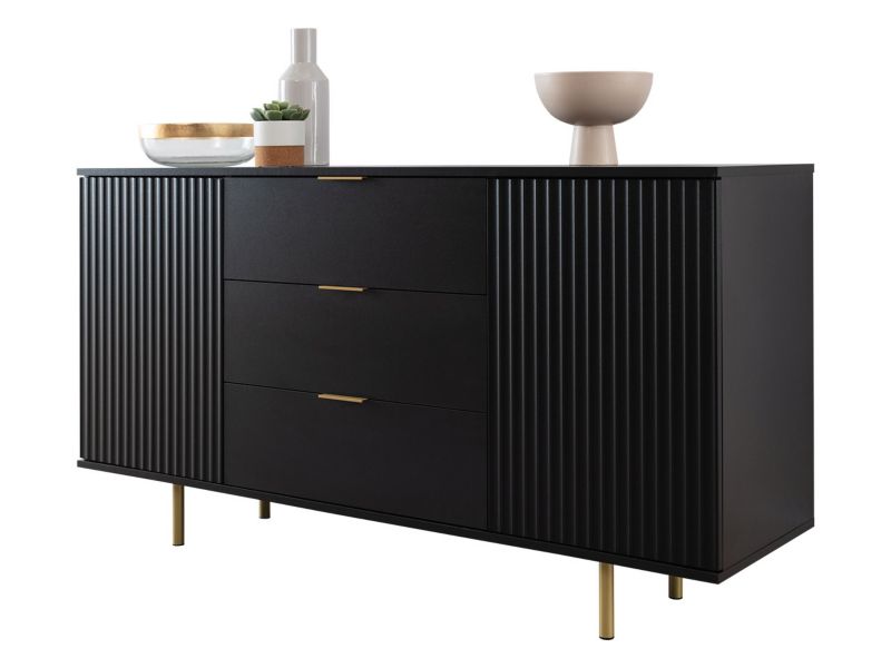 Kommode Nubia K2D3SZ Sort 150x41x80 cm