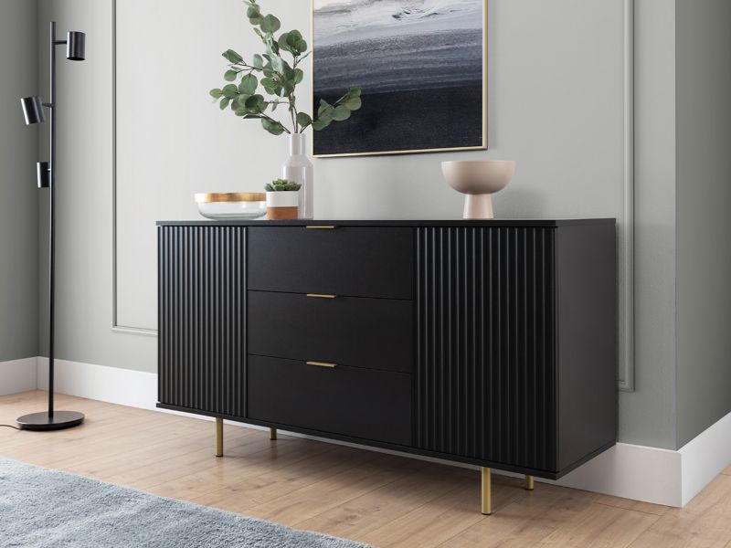 Kommode Nubia K2D3SZ Sort 150x41x80 cm