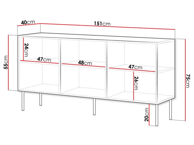 Komoda Palazzo Bis 150 3D Sort 1 stk.