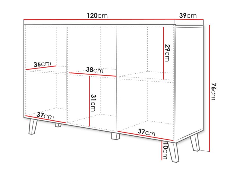 Komoda Phuket 120 cm Sort Grafit