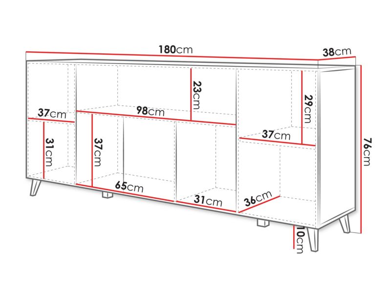 Komode Phuket 180 180x38x76 cm Hvid