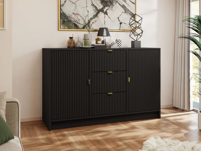 Komoda Tireno 2D3SZ 118x40x75 cm Sort Molet