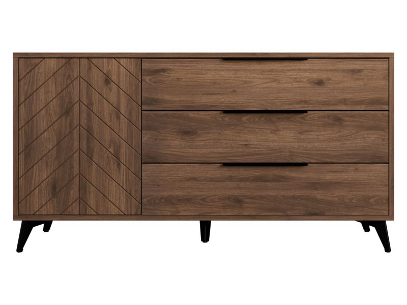 Kommode Xylix 1D3SZ 154x80x40 cm Okapi Valnød