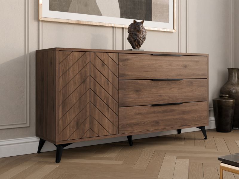 Kommode Xylix 1D3SZ 154x80x40 cm Okapi Valnød