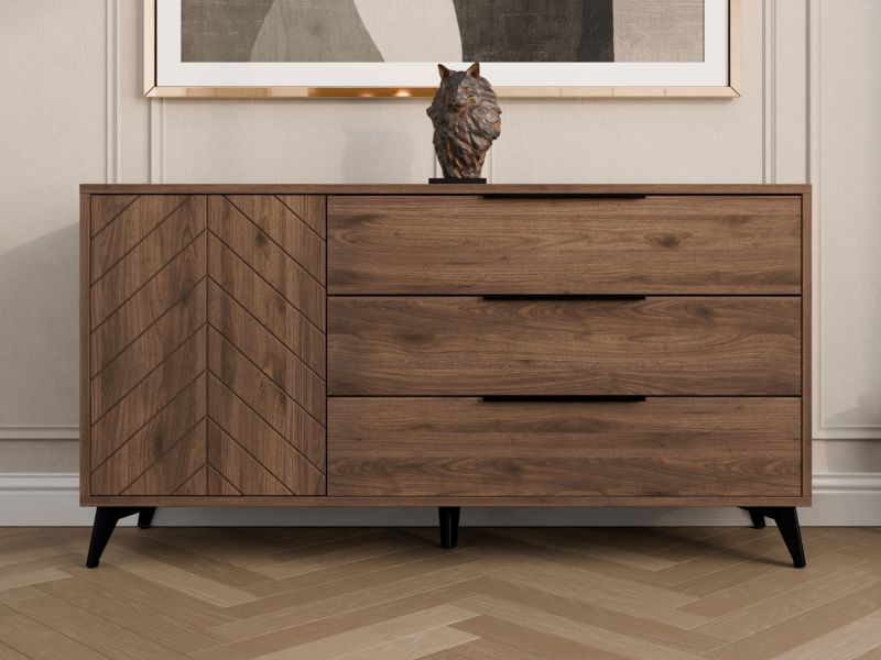 Kommode Xylix 1D3SZ 154x80x40 cm Okapi Valnød