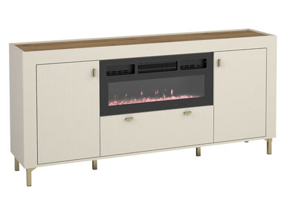 Kommode med Elektrisk Pejs Mossa 2D1S 177x40x84 cm Kasmir/Egetræ Whisky