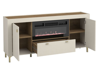 Kommode med Elektrisk Pejs Mossa 2D1S 177x40x84 cm Kasmir/Egetræ Whisky