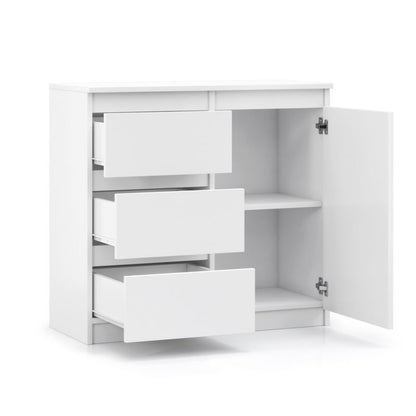 Komoda Natalia 80 cm Hvid RTV med Skuffer og Låger