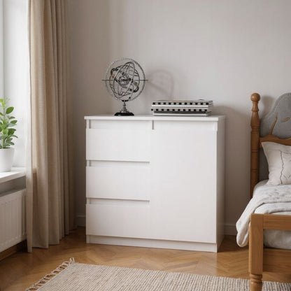 Komoda Natalia 80 cm Hvid RTV med Skuffer og Låger