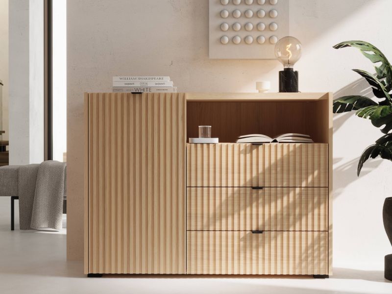 Kommoden Cyliza 106 cm Hvid Egetræ Vicenza