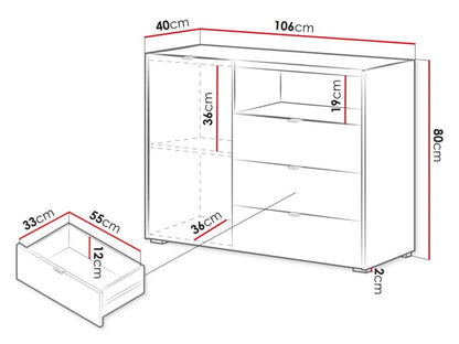 Kommoden Cyliza 106 cm Hvid Egetræ Vicenza
