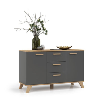 Komoda Scandi Grafit 120 cm 3 Skuffer 2 Låger