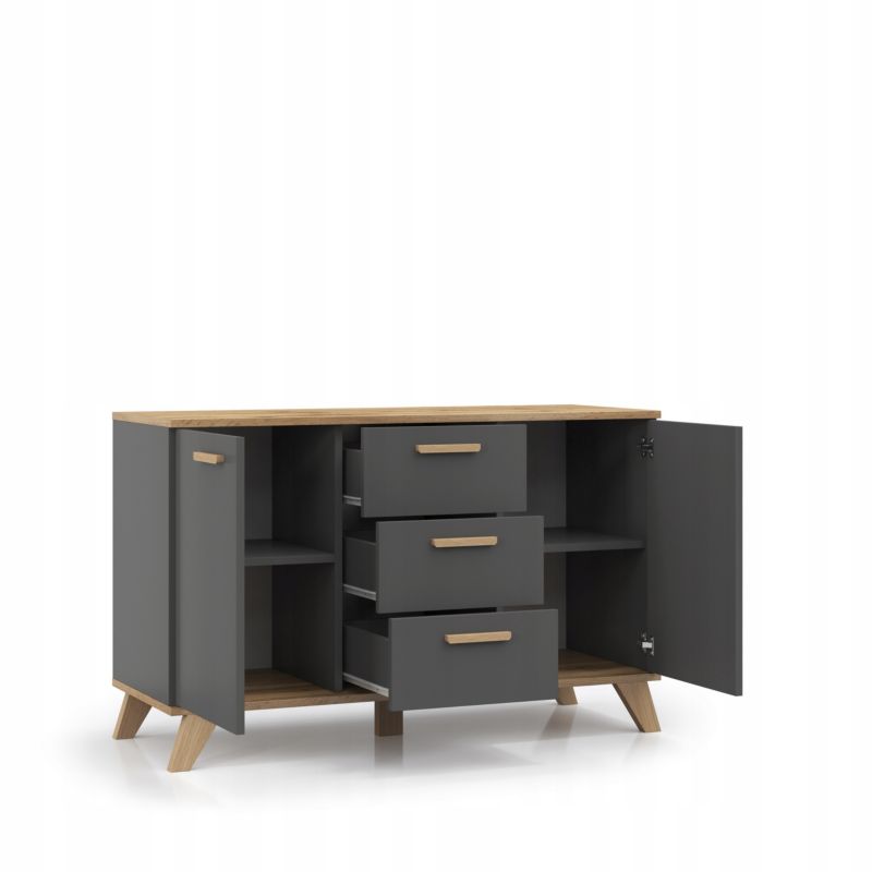 Komoda Scandi Grafit 120 cm 3 Skuffer 2 Låger