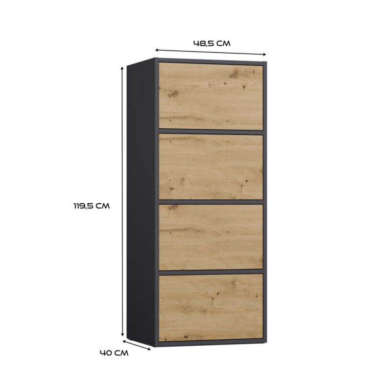 Komoda ALMA 119 cm Antracyt Artisan 4 Døre