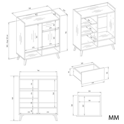 Komode Colin 80x92x35 cm Hvid Mat