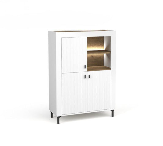 Bettso Mossa 3-dørs kommode til stuen med LED-belysning, hvid, 1 stk.