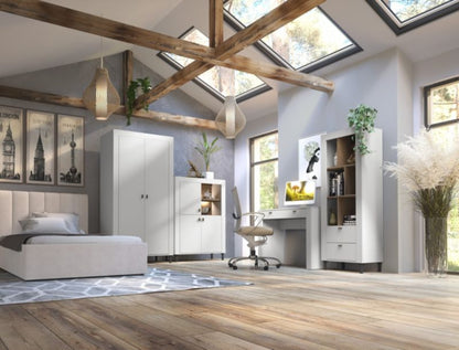 Bettso Mossa 3-dørs kommode til stuen med LED-belysning, hvid, 1 stk.