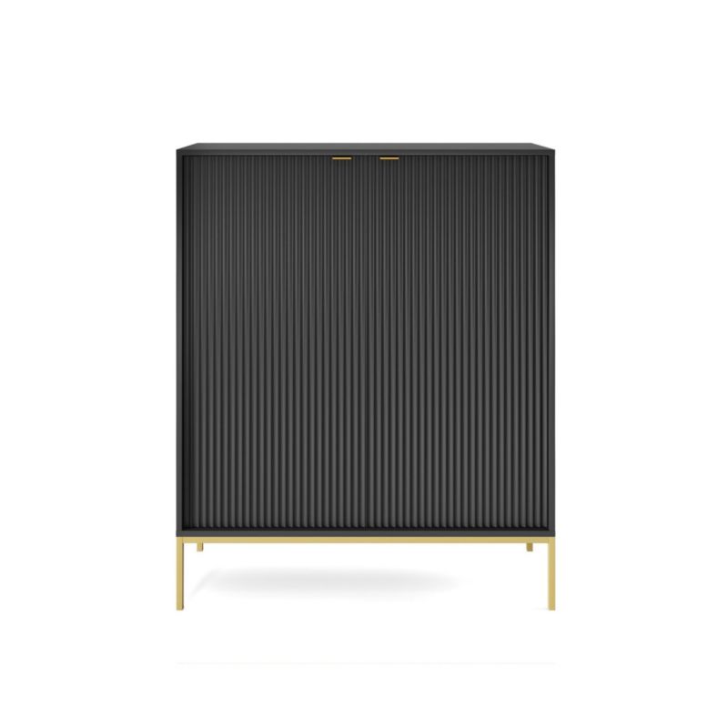 Høj kommode med to døre Bettso Nova 104 cm på gyldne ben, sort, 1 stk.