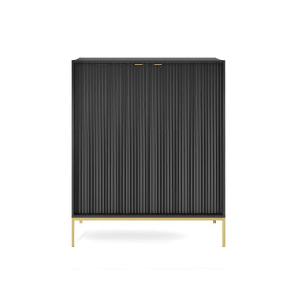Høj kommode med to døre Bettso Nova 104 cm på gyldne ben, sort, 1 stk.