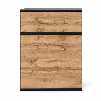 Kommode med 1 Skuffe Sort Mat / Wotan Eg 60x35x78 cm