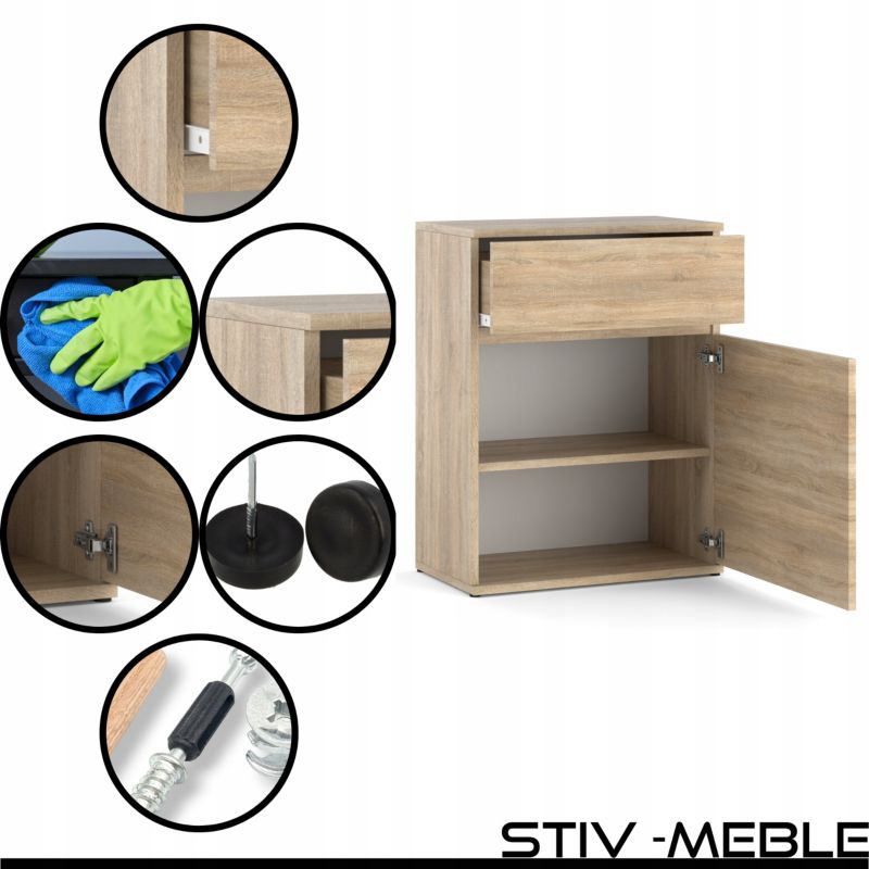 Kommode Stiv 60x35x78 cm Eg Sonoma