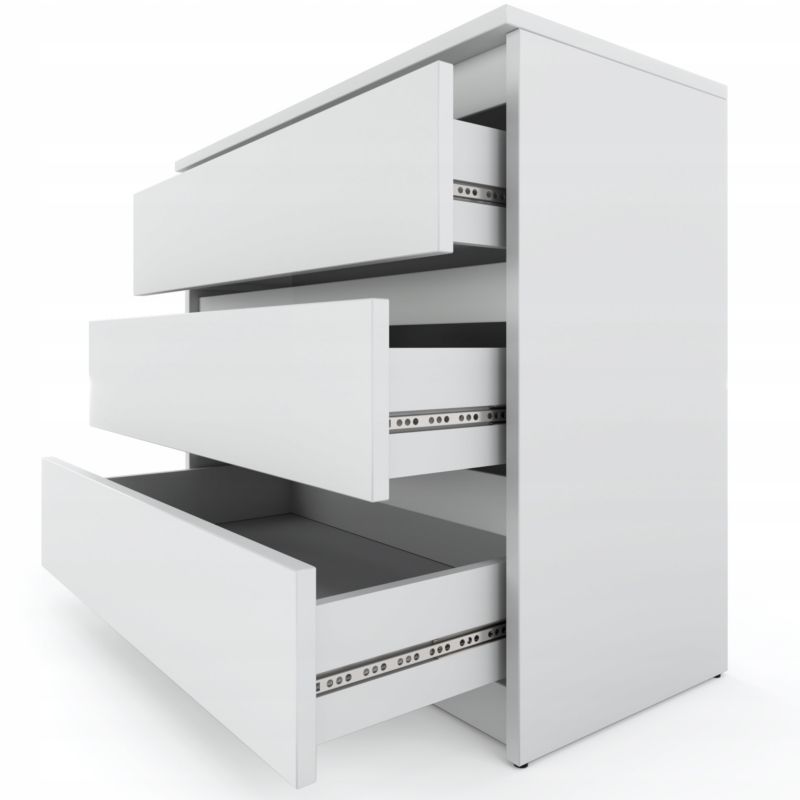 Kommode Med 3 Skuffer 80x33,5x71,5 cm Hvid Mat