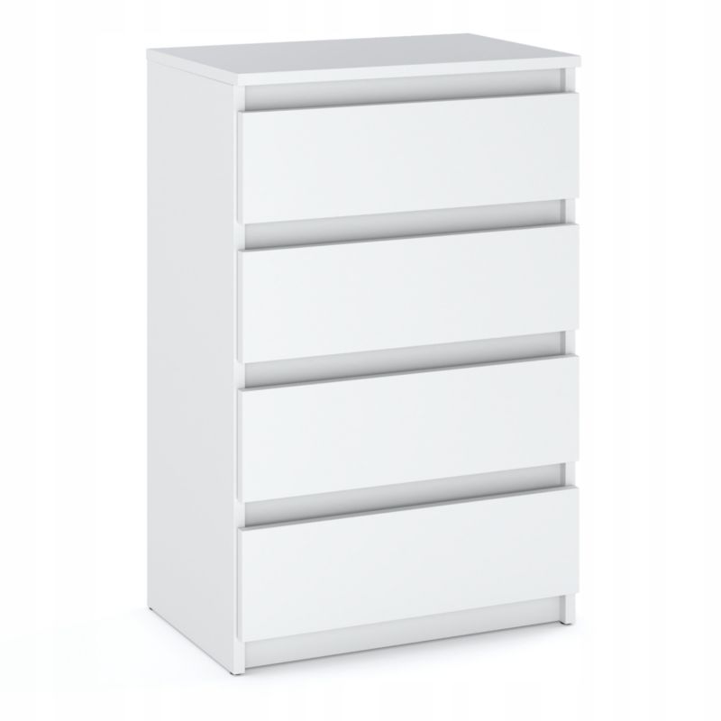 Kommode med 4 Skuffer Hvid Mat 60x33,5x92,5 cm