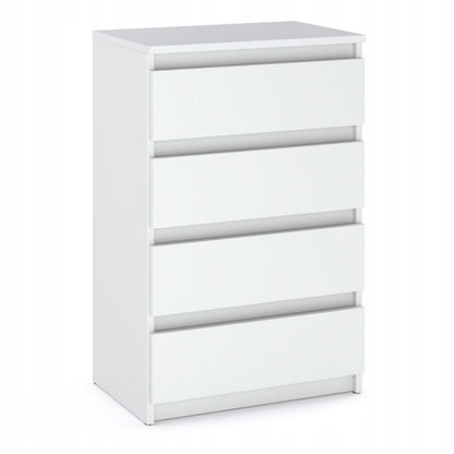 Kommode med 4 Skuffer Hvid Mat 60x33,5x92,5 cm
