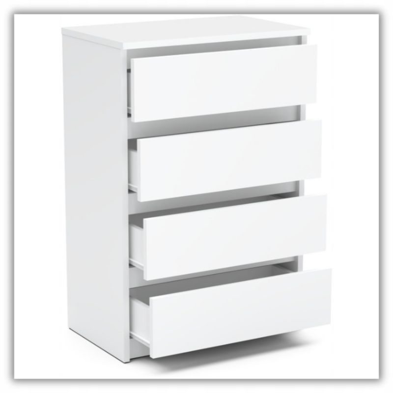 Kommode med 4 Skuffer Hvid Mat 60x33,5x92,5 cm