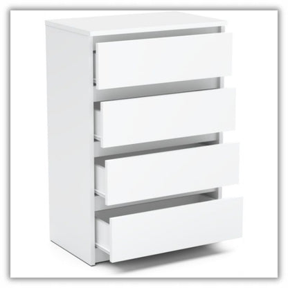 Kommode med 4 Skuffer Hvid Mat 60x33,5x92,5 cm
