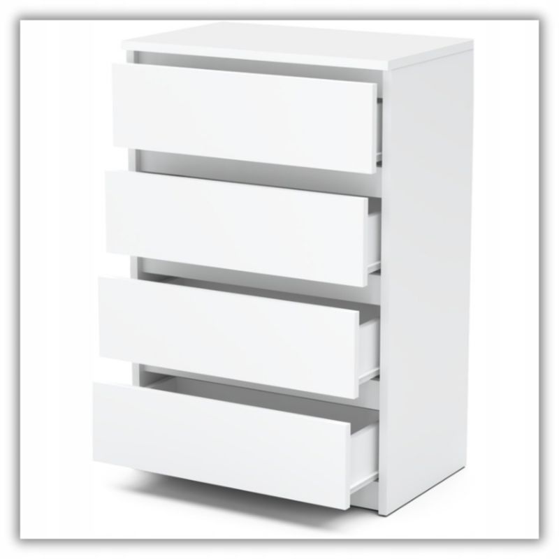 Kommode med 4 Skuffer Hvid Mat 60x33,5x92,5 cm