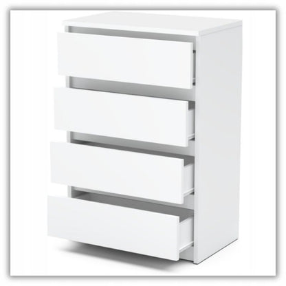 Kommode med 4 Skuffer Hvid Mat 60x33,5x92,5 cm
