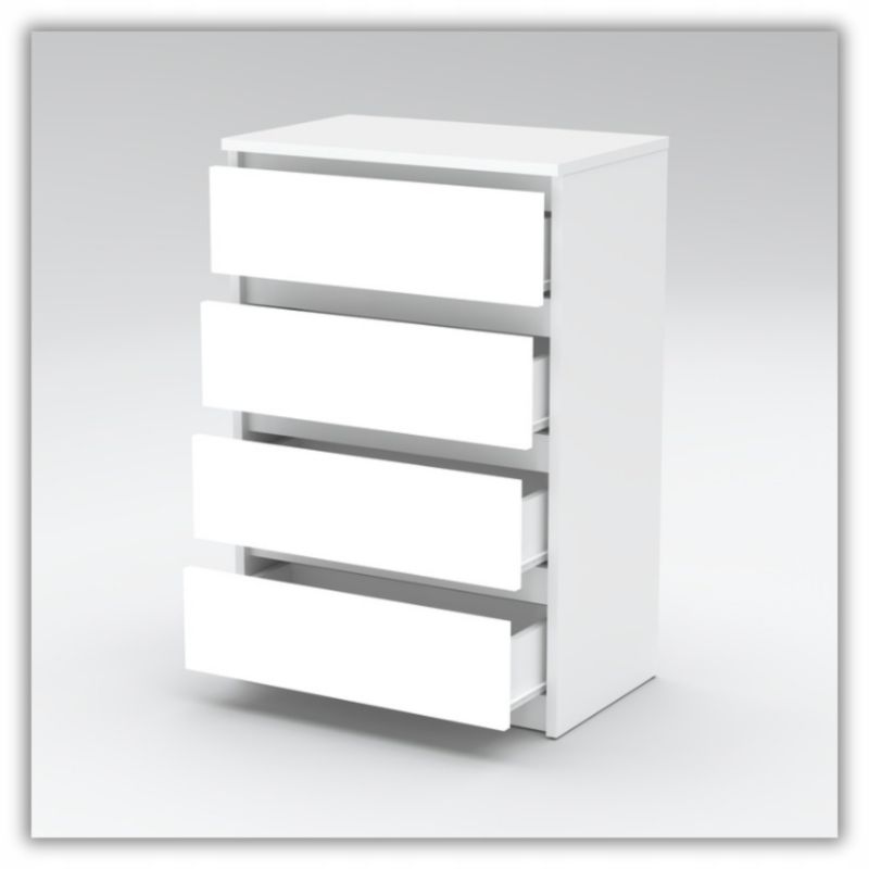 Kommode med 4 Skuffer Hvid Mat 60x33,5x92,5 cm