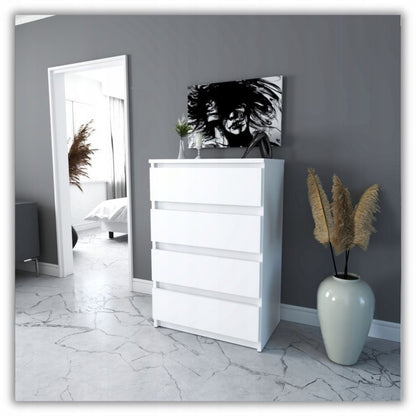 Kommode med 4 Skuffer Hvid Mat 60x33,5x92,5 cm