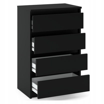 Kommode Med 4 Skuffer Sort Mat 60x33,5x92,5 Cm