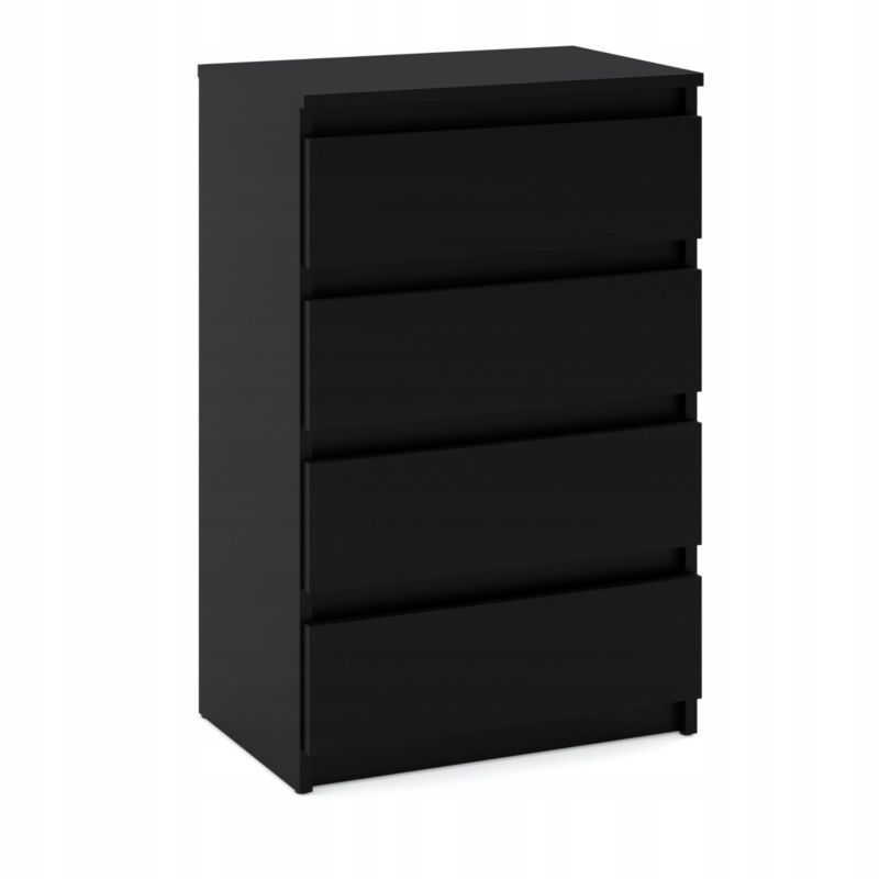 Kommode Med 4 Skuffer Sort Mat 60x33,5x92,5 Cm
