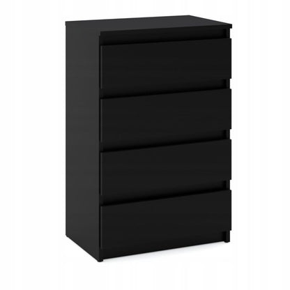 Kommode Med 4 Skuffer Sort Mat 60x33,5x92,5 Cm