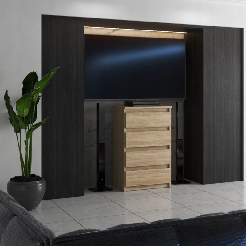Kommode med 4 Skuffer 60x33,5x92,5 cm Eg Sonoma