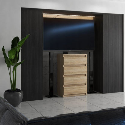 Kommode med 4 Skuffer 60x33,5x92,5 cm Eg Sonoma