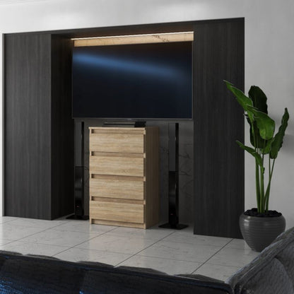 Kommode med 4 Skuffer 60x33,5x92,5 cm Eg Sonoma