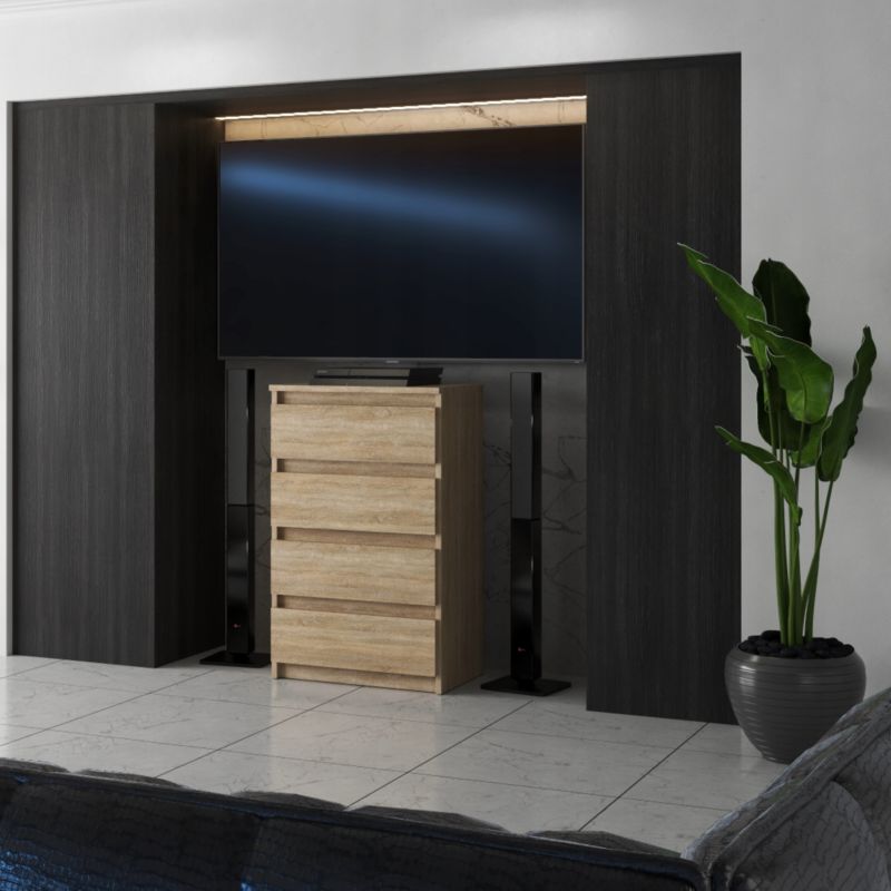 Kommode med 4 Skuffer 60x33,5x92,5 cm Eg Sonoma
