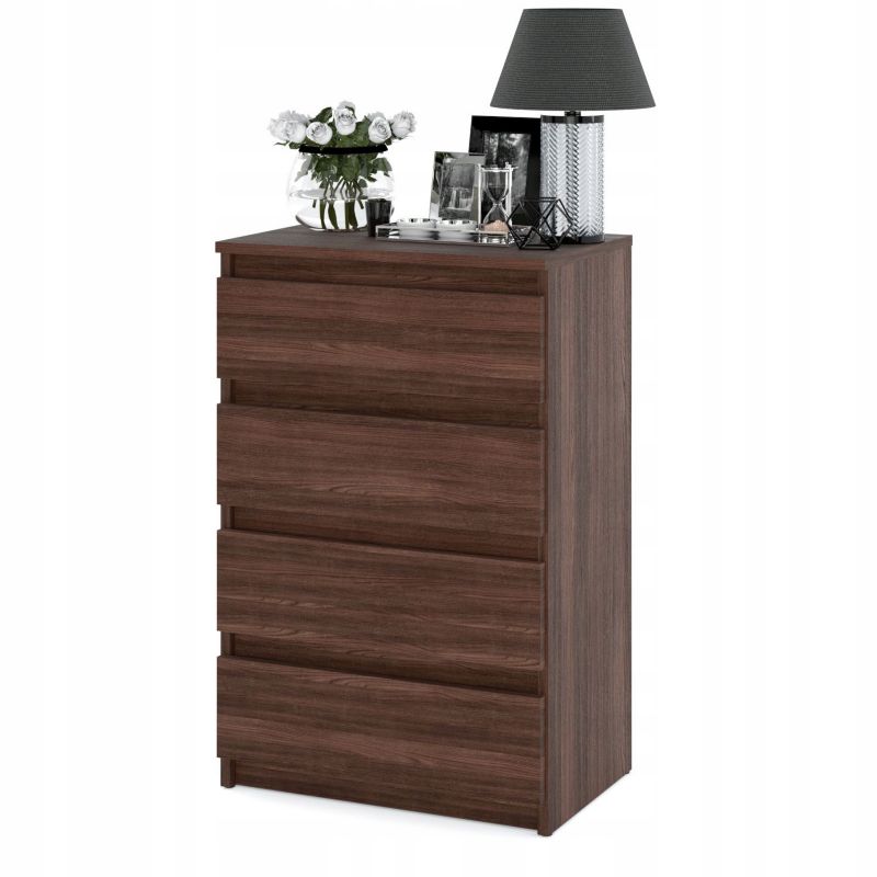 Komoda med 4 Skuffer Egetræ Wenge 60x33,5x92,5 cm