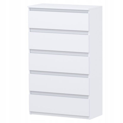 Kommode Med 5 Skuffer Hvid Mat 70x33,5x115 Cm