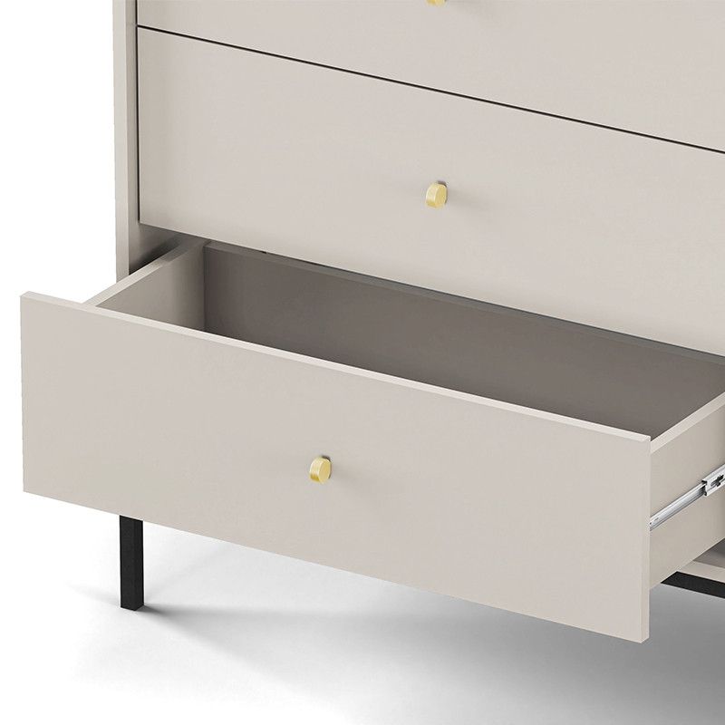 Kommode med 6 skuffer Bettso Molly 154 cm på sort aluminiumsramme i beige, 1 stk.