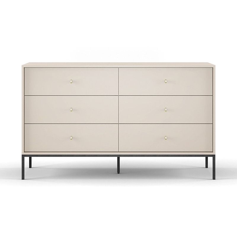 Kommode med 6 skuffer Bettso Molly 154 cm på sort aluminiumsramme i beige, 1 stk.