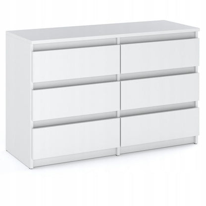 Kommode Med 6 Skuffer Hvid Mat 100x33,5x71,5 cm