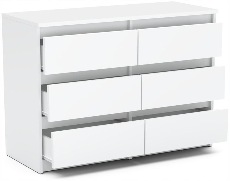 Kommode Med 6 Skuffer Hvid Mat 100x33,5x71,5 cm