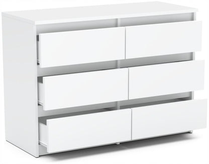 Kommode Med 6 Skuffer Hvid Mat 100x33,5x71,5 cm