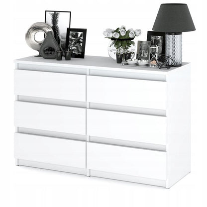 Kommode Med 6 Skuffer Hvid Mat 100x33,5x71,5 cm