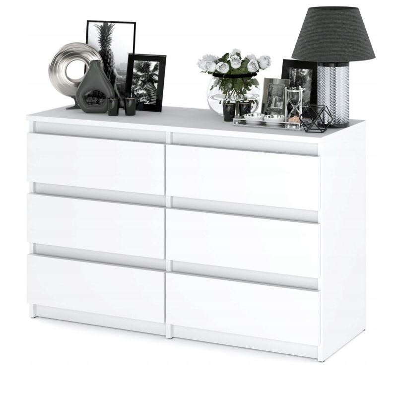 Kommode Med 6 Skuffer Hvid Mat 100x33,5x71,5 cm
